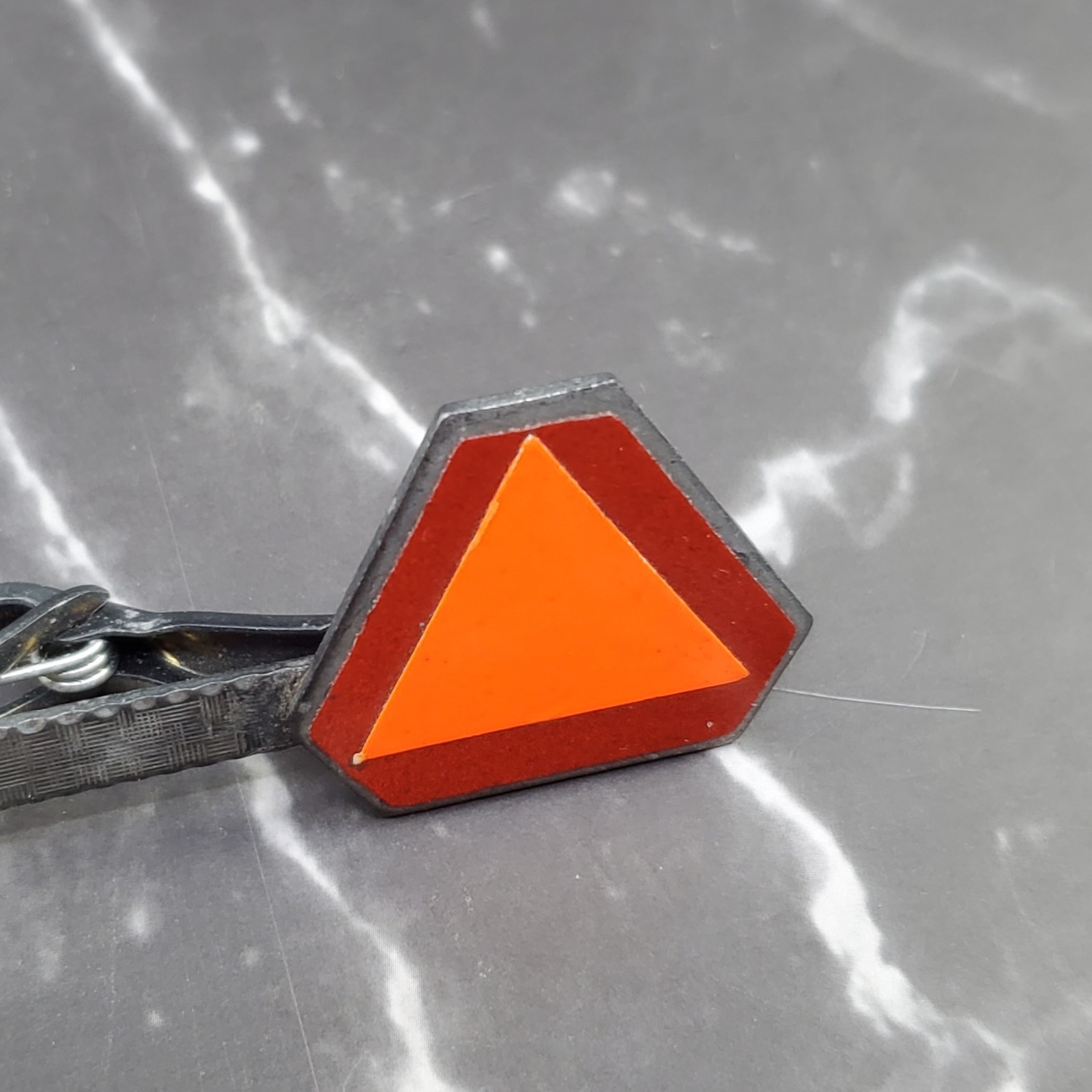 Vintage Ag Tronics Slow Moving Vehicle Tie Bar Clip Warning Sign
