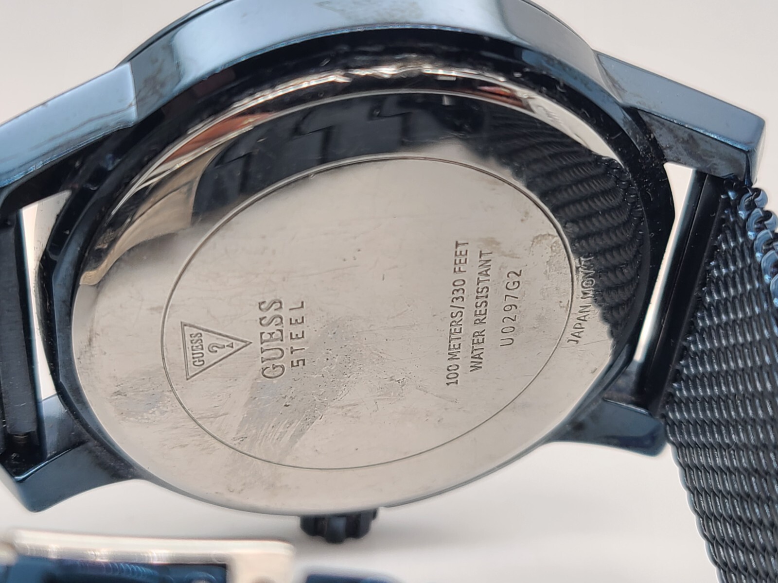 Guess Iconic Diamond Blue Dial Mesh Band Mens Watch U0297G2 for PARTS/REPAIR