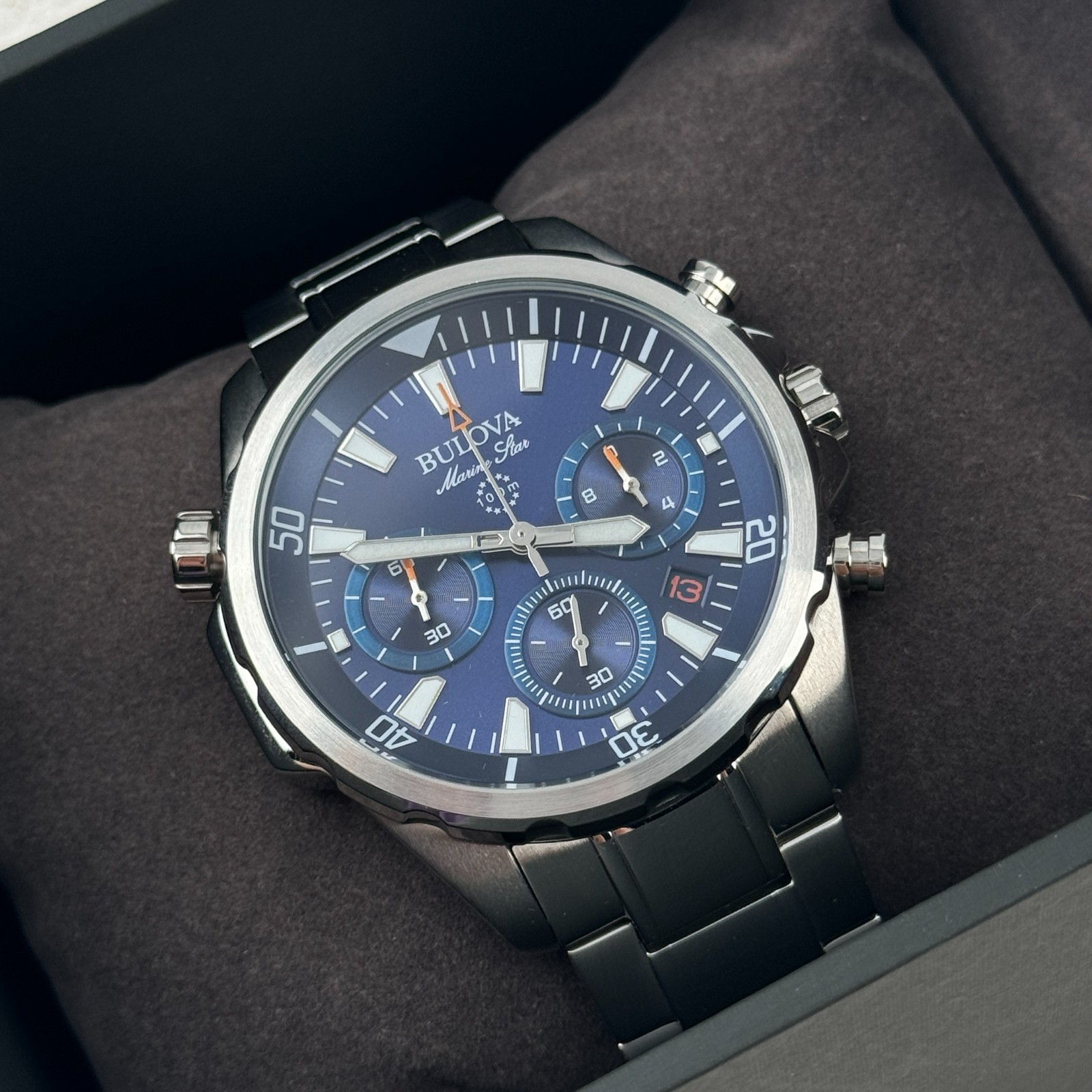Bulova Marine Star 96B256 Blue Dial Men’s Chronograph Quartz Watch 43mm