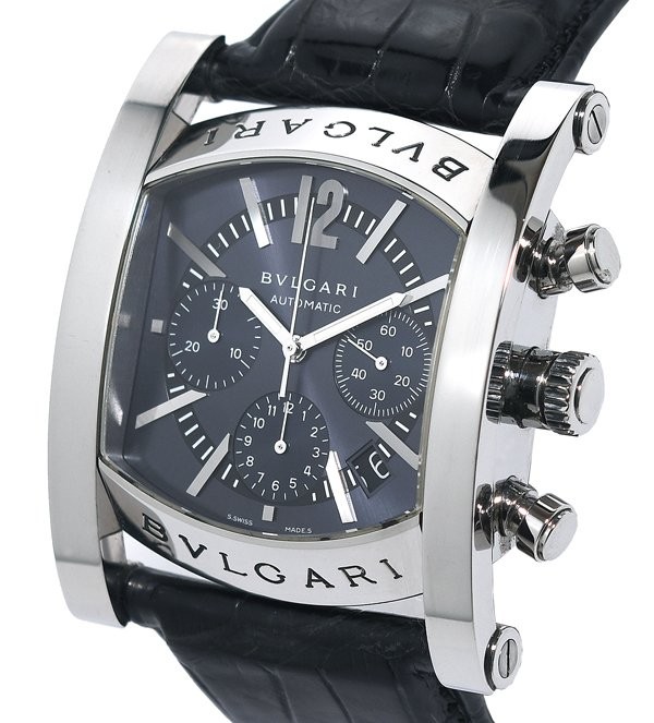 BVLGARI Assioma Chronograph AA48SCH Automatic Black Dial Leather Men’s Watch