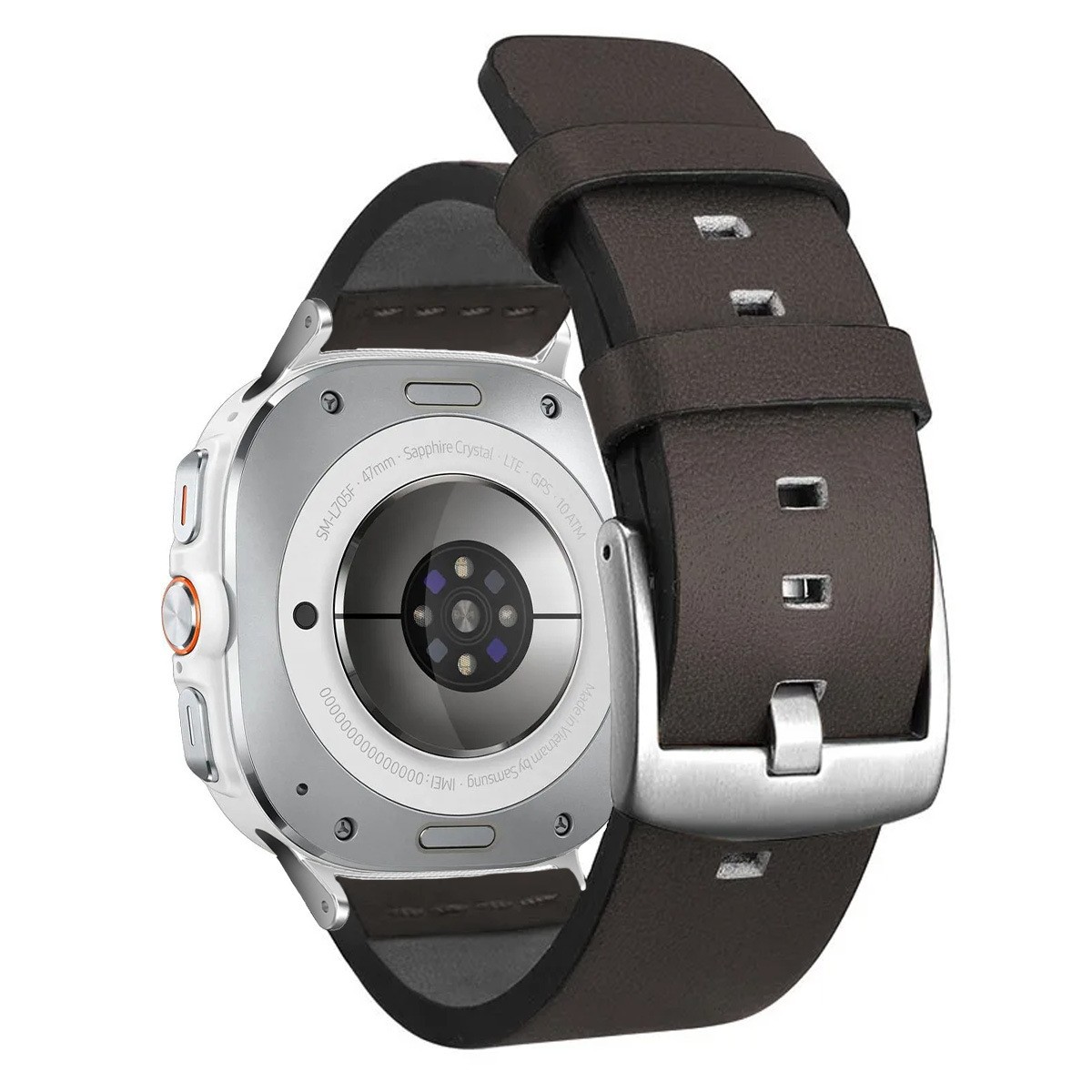 Leather Solid Watch Band with Metal Connectors for Samsung Galaxy Ultra 22mm