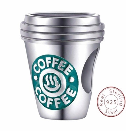 Coffee Cup Charm Bead I Love Coffee S925 Sterling Silver Charm Bead 925 Hallmark