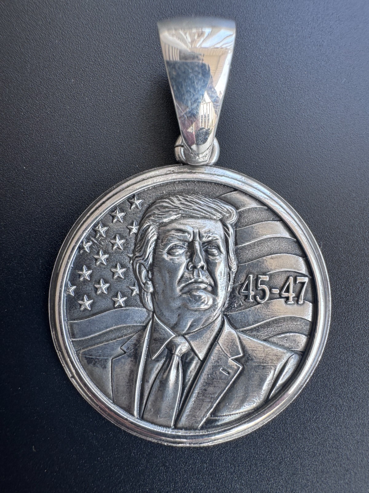 President 45-47 Donald J Trump USA Pendant Sterling Silver 925