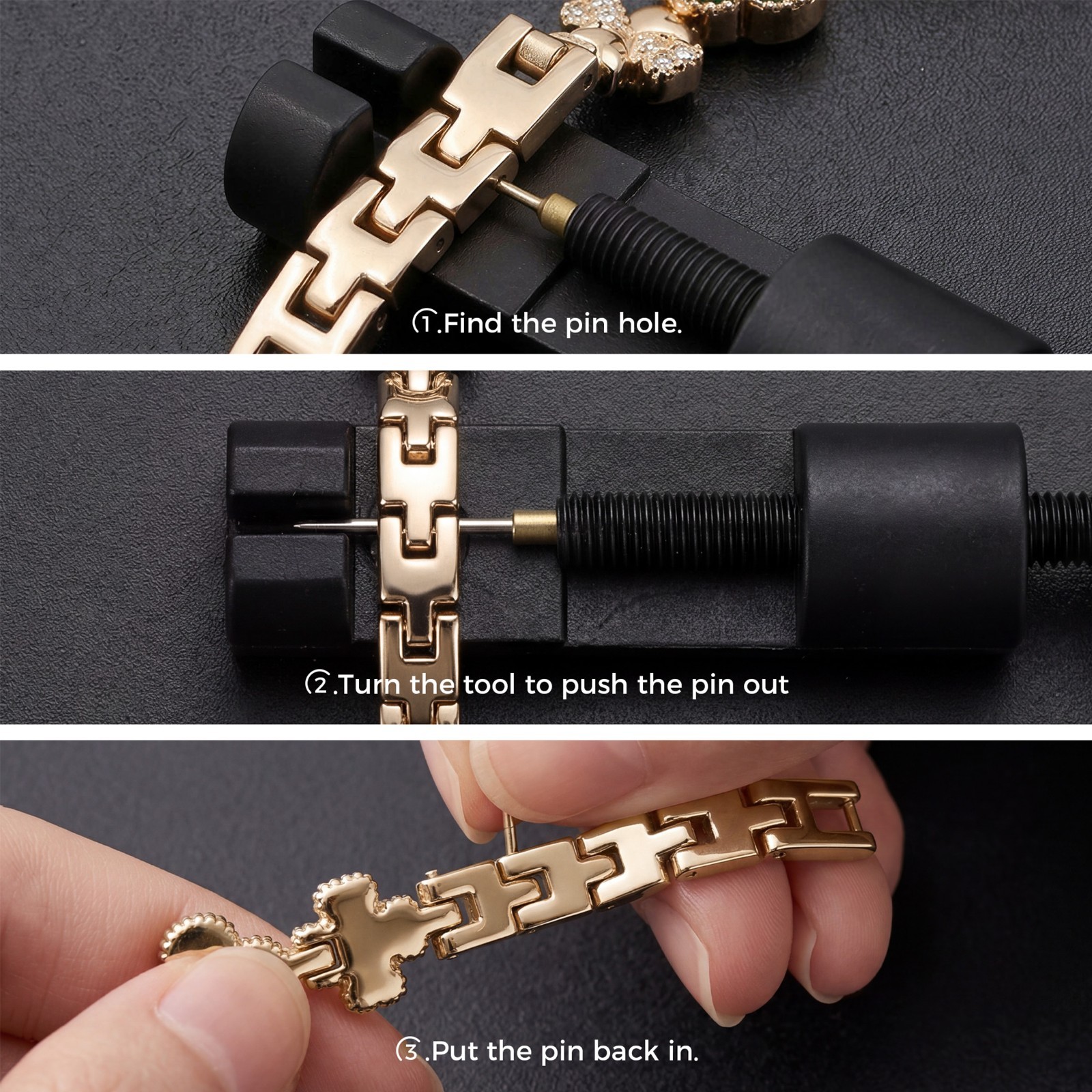 VORSEL Luxury Gold Bracelet Watch for Women Quatrefoil-Shaped Green Dial
