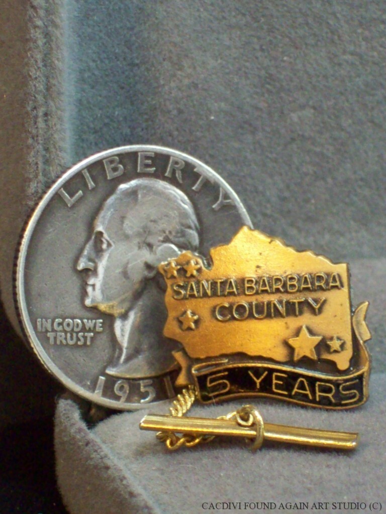 Santa Barbara County California Lapel Pin Vintage 5 Years CA Jostens Tie Tack