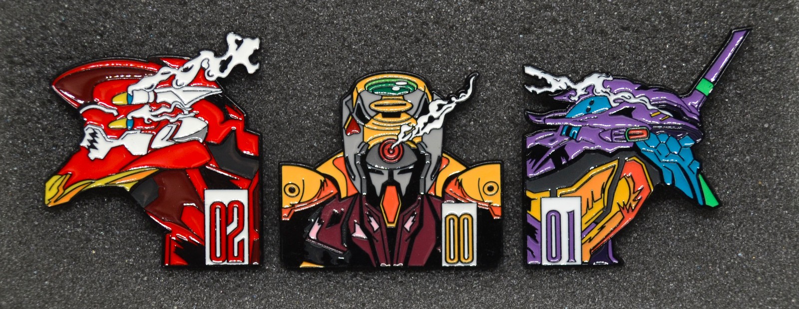 Neon Genesis Evangelion EVA Unit 00 Unit 01 Unit 02 Soft Enamel Pins 3pc Set