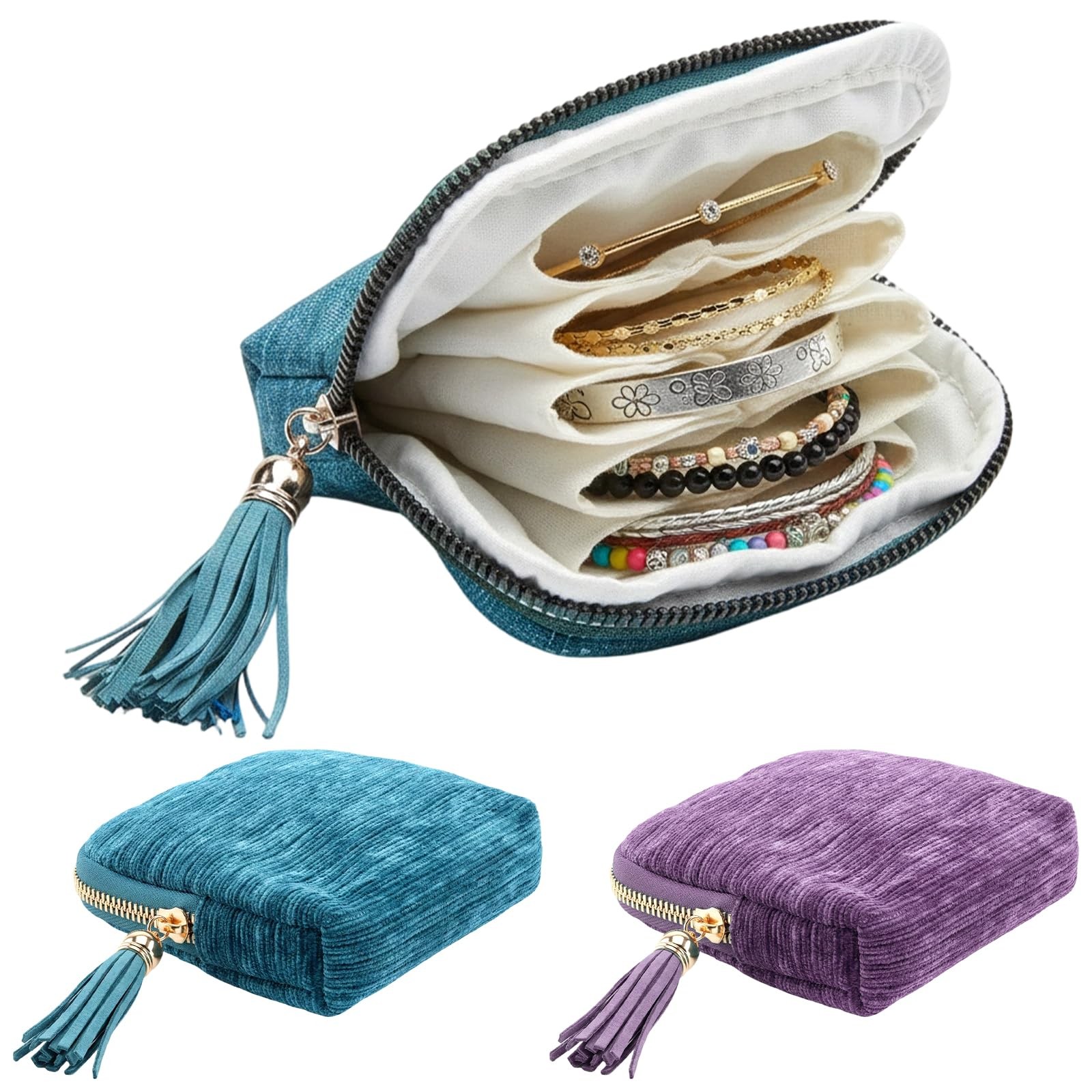 Dovbuqu 2PCS Travel Jewelry Case Small, Pouch for multicolor