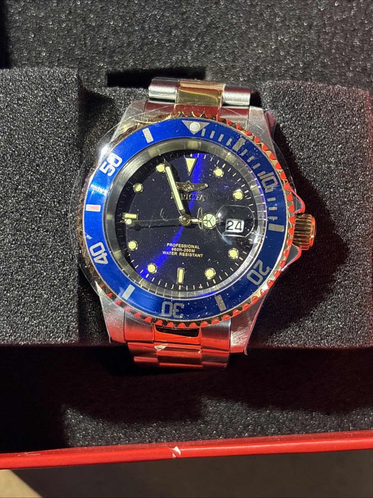 Invicta Pro Diver 26972 Blue Dial Two Tone Stainless Steel Wrist Watch for Men