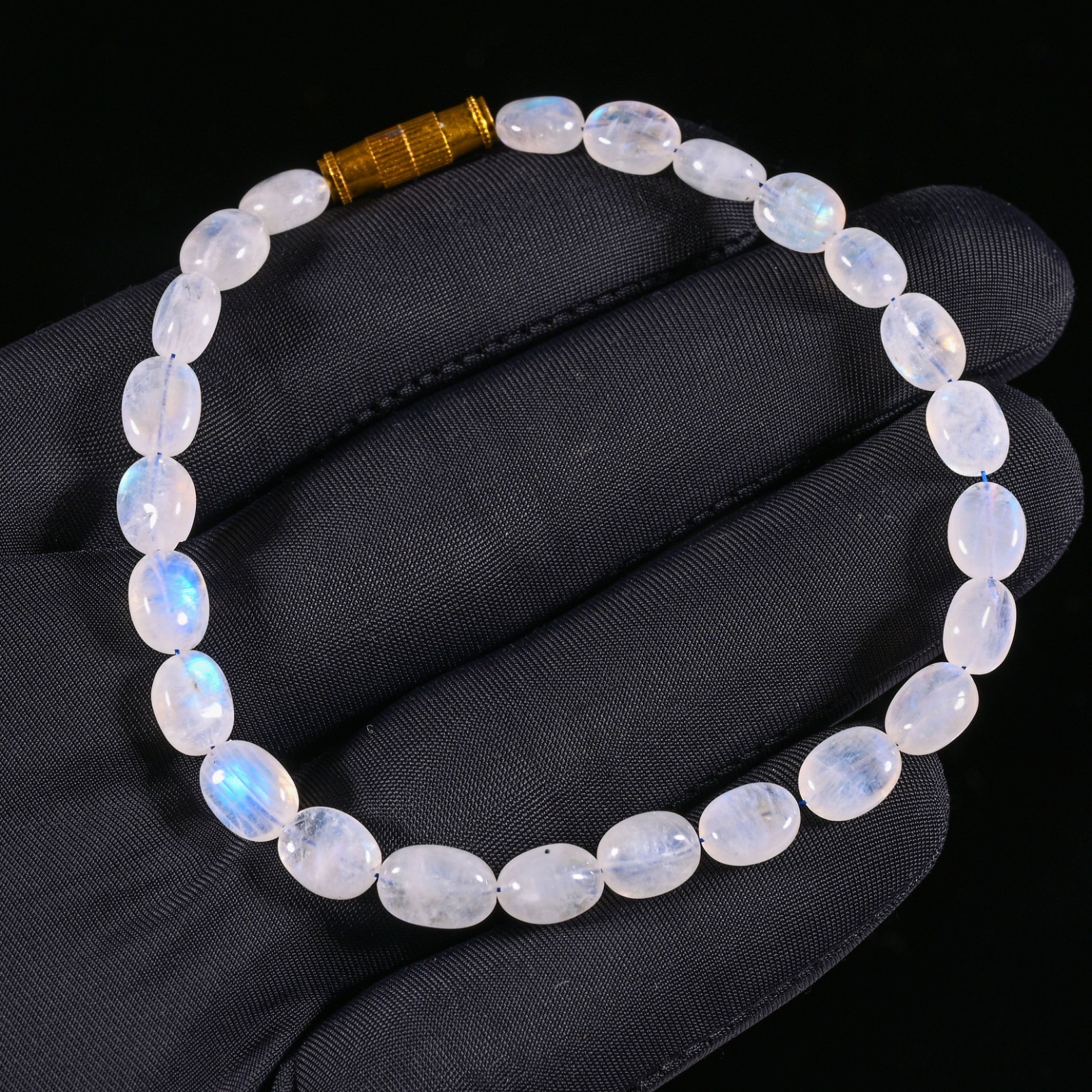 41 Ct. Natural Rainbow Moonstone Bracelet Oval Gemstone 7X5X4-9X6X4 MM