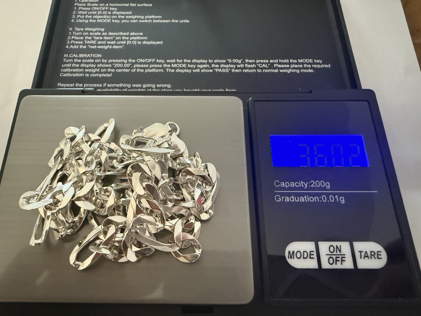 925 sterling silver men’s figaro link chain necklace 24 In length 36.02 grams