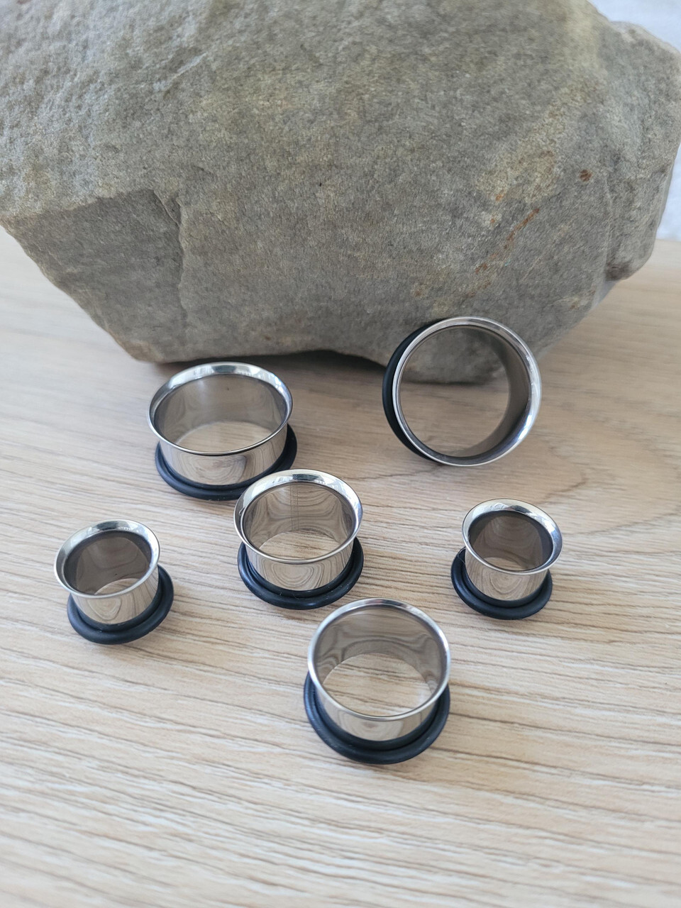 Pair Black Tapers & Single Flare Steel Tunnels Ear Stretching Kit Gauges Plugs