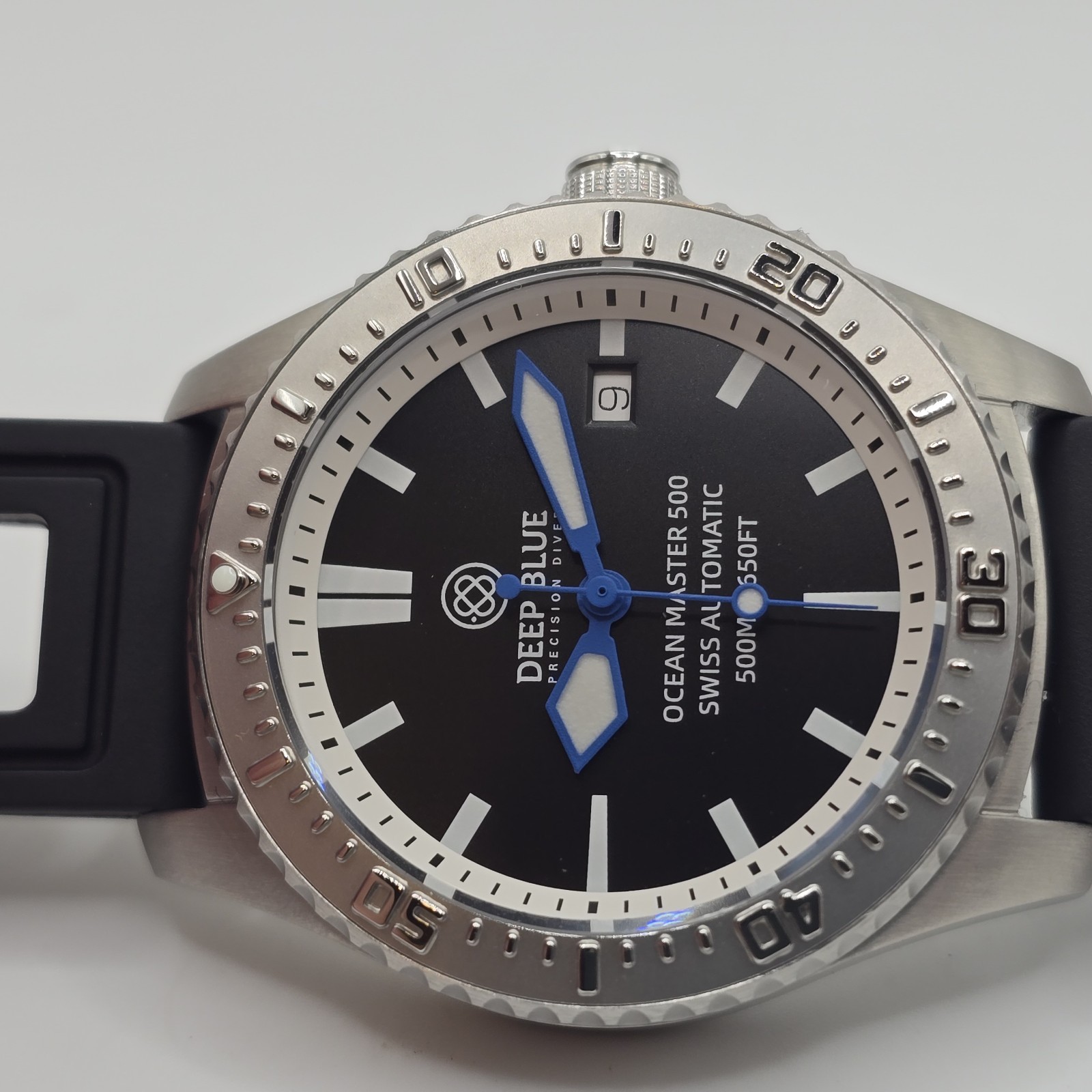 Deep Blue Men’s Ocean Master 500 Swiss Automatic Watch Black Dial 40mm