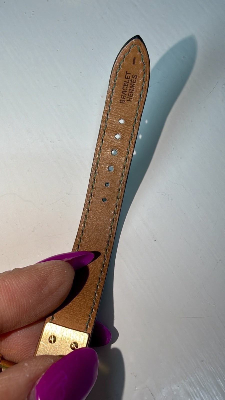 Hermes Kelly Watch Green Lizard Leather Strap Size 7