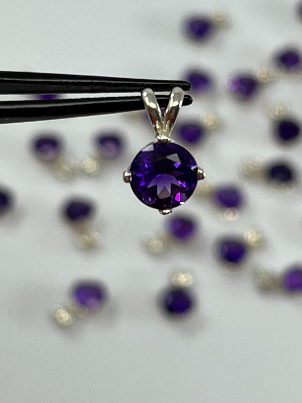 925 Nickle Free Argentium Silver Deep Purple Amethyst Pendant
