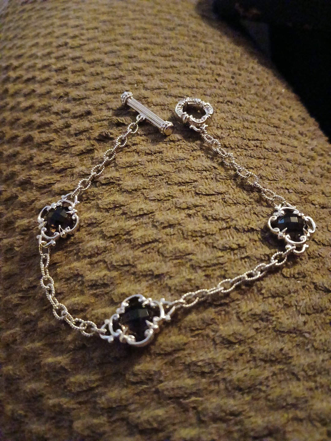 Gabriel & Co. Sterling Silver With Smokey Quartz Toggle 7″ Bracelet Excellent!!