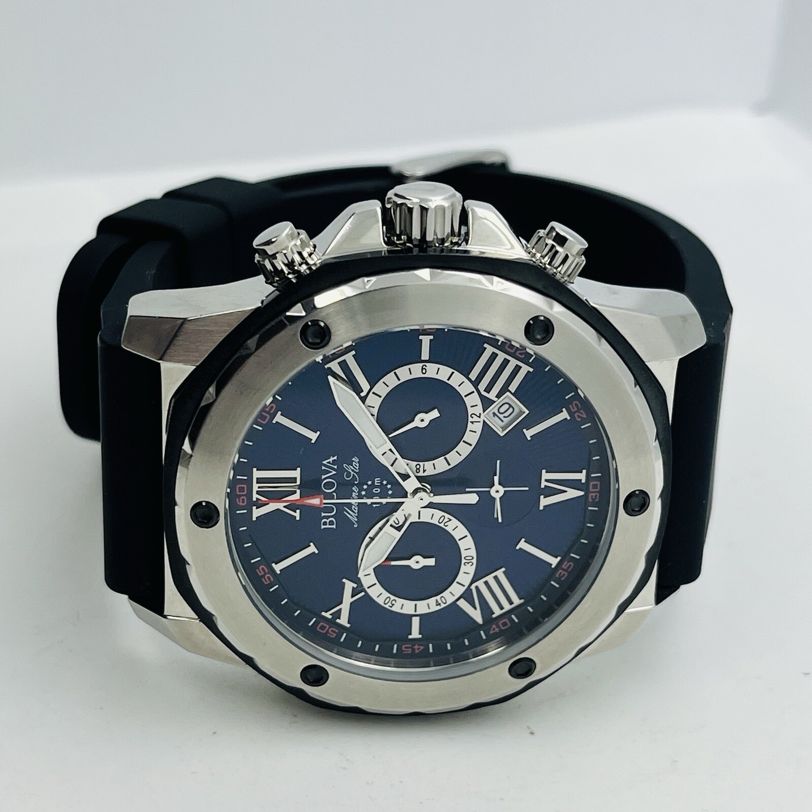 Bulova Marine Star Chronograph Men’s Blue Dial 44mm Stainless Steel Watch 98B258