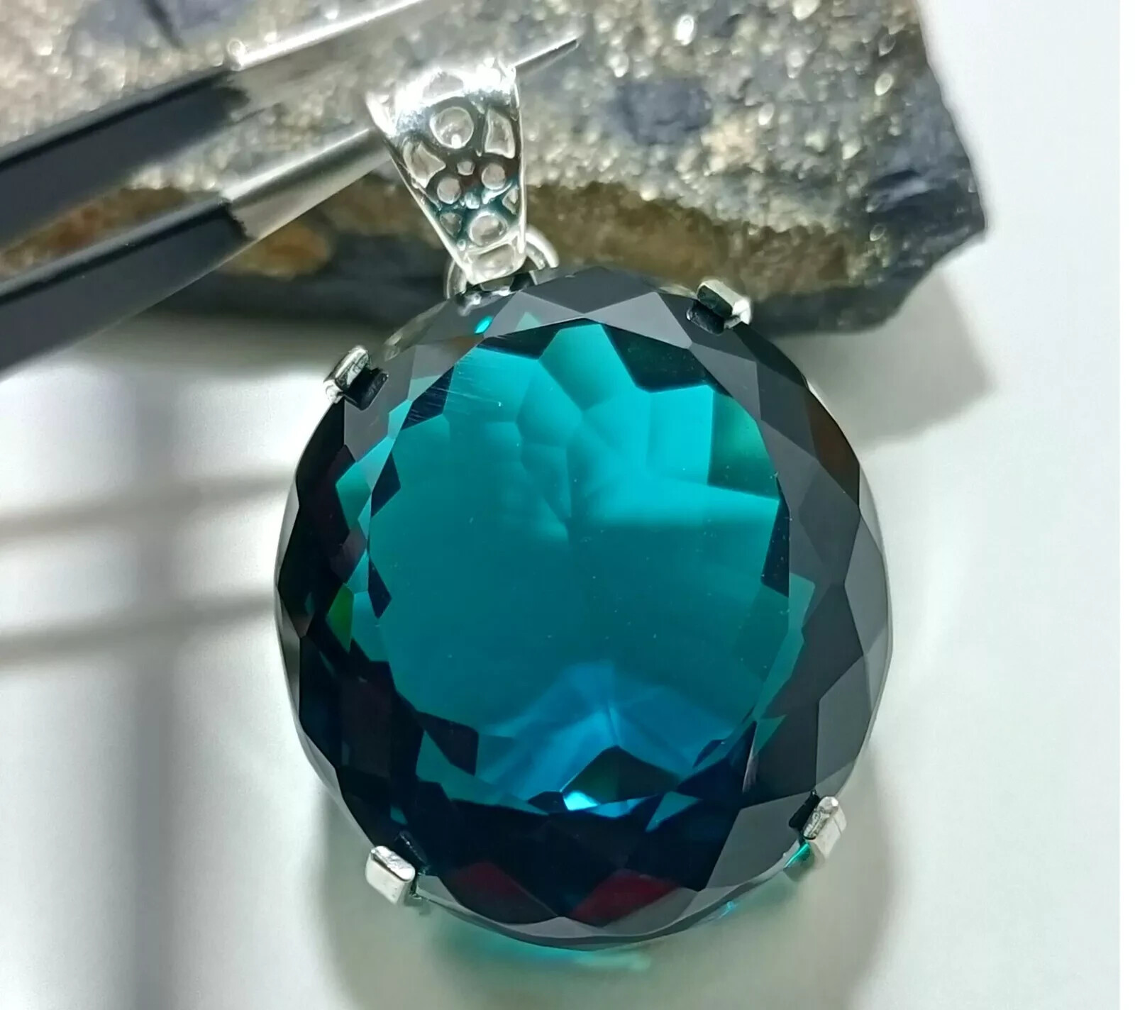 London Blue Topaz Pendant 925 Sterling Silver Pendant Gemstone Jewelry 133 Ct