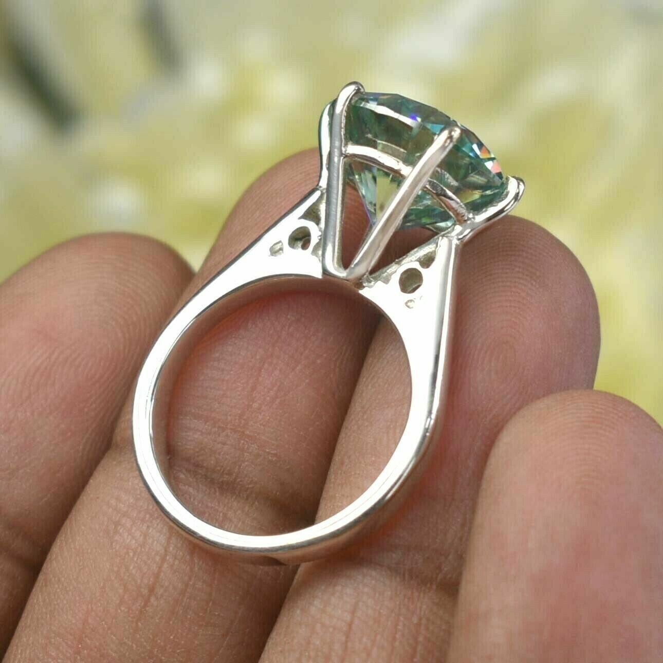 5 Ct Blue Treated Diamond Ring With White Gold Finish Certified ! Wedding Ring