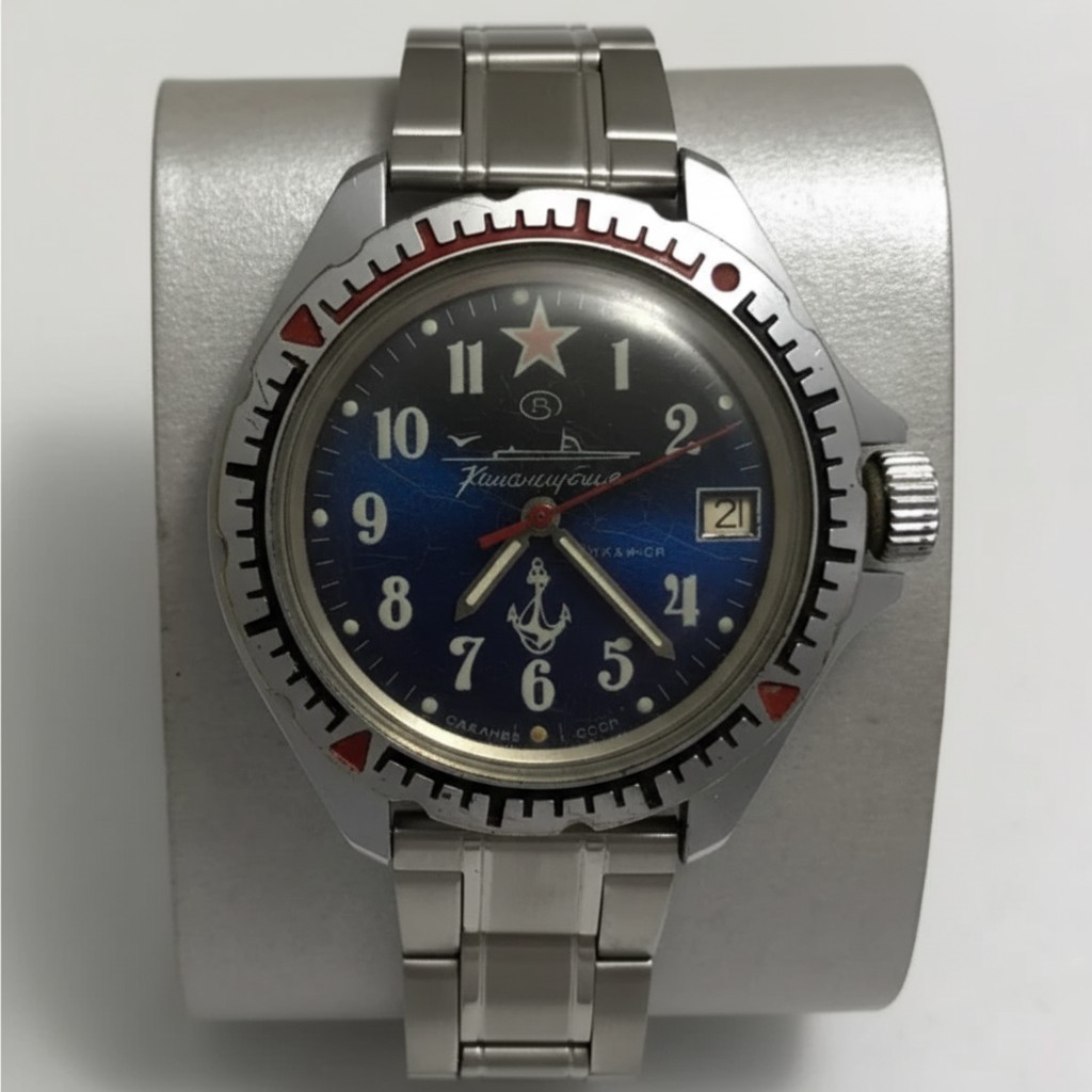 Vintage Mens Watch Vostok Amphibia Sector Dial Barrel Case USSR 18 Jewels 163