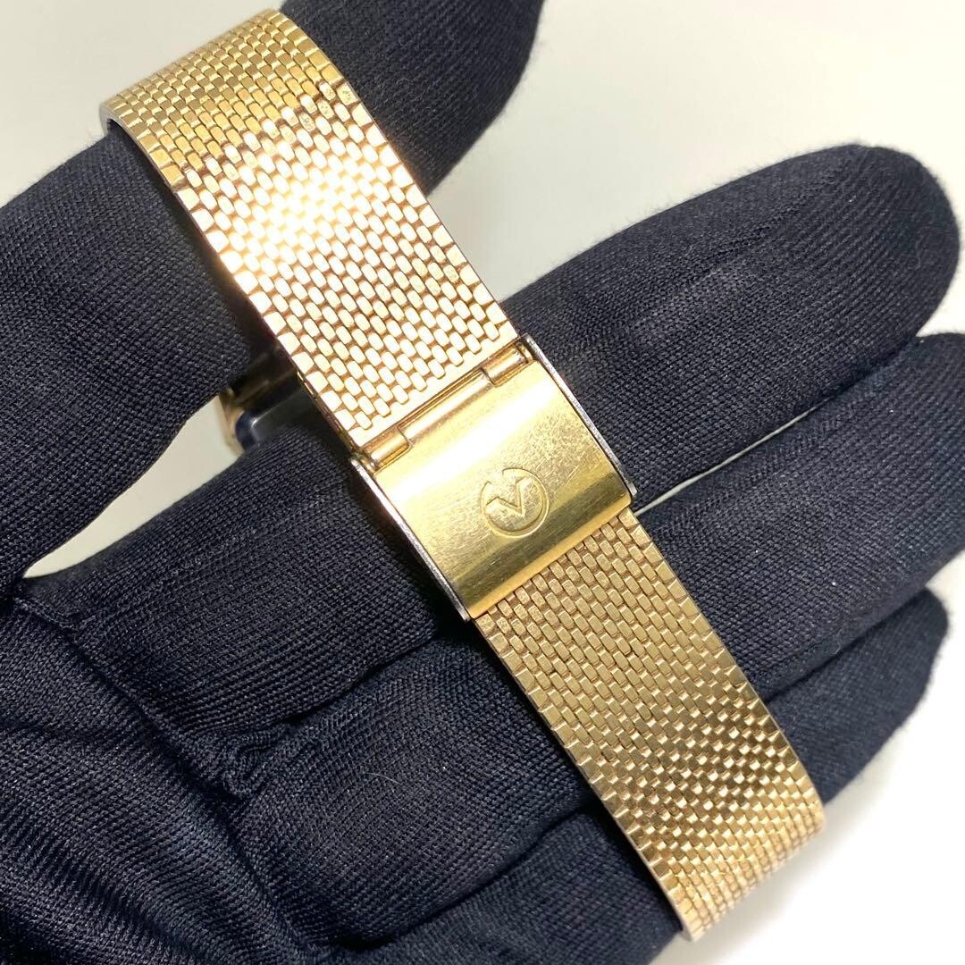 AUREOLE Wristwatch Square Mesh Bracelet Gold Authentic From Japan