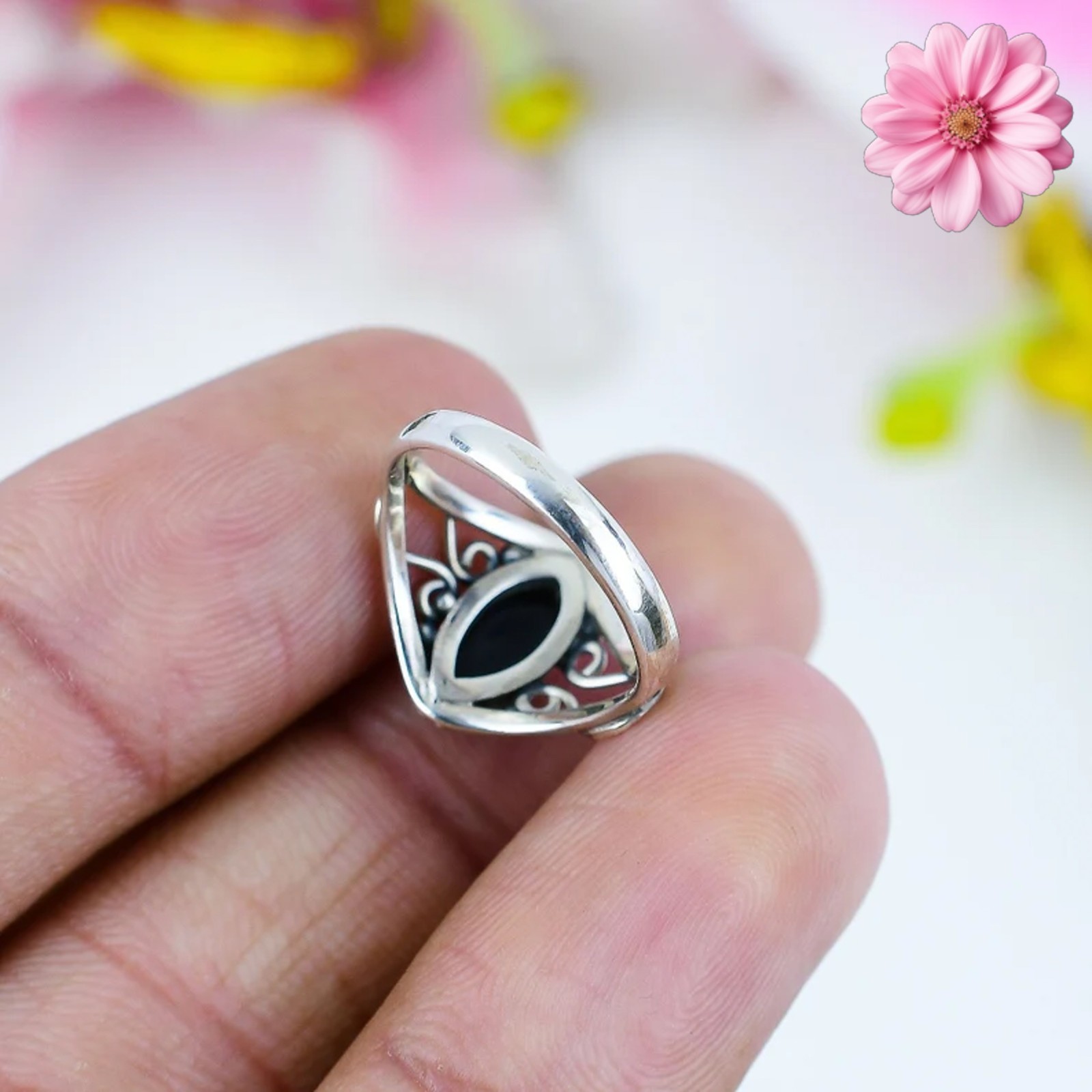 Black Onyx Gemstone 925 Sterling Silver Handmade Jewelry Ring Gift For