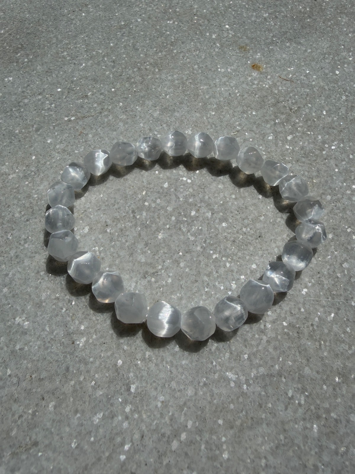 Wholesale 6 Pcs 8mm Faceted Selenite Natural Crystal Stretch Bracelet 7.5″