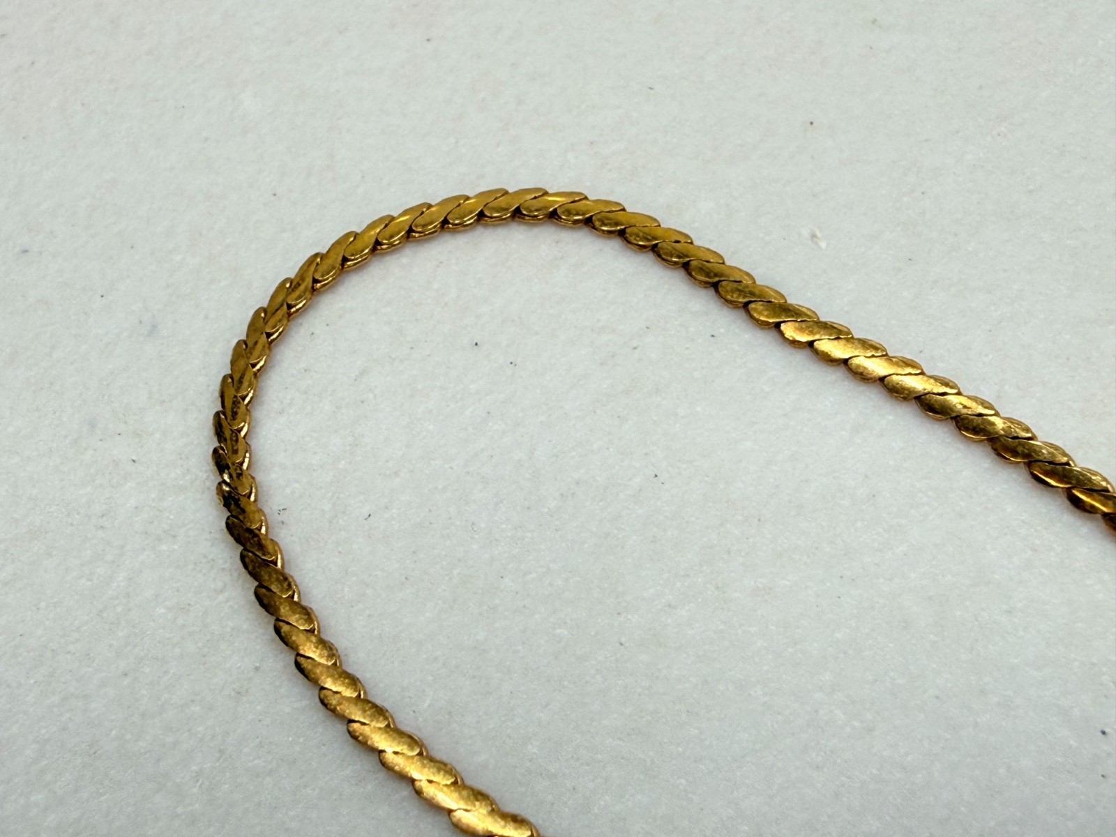 Vintage Signed Monet Necklace Dainty Herringbone Chain 15 inch Estate Jewelry