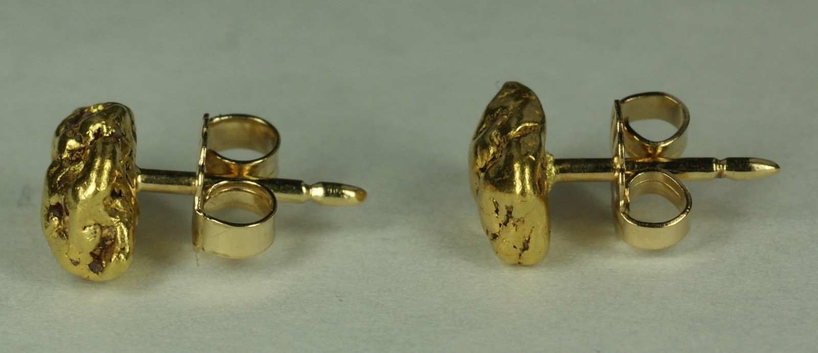 NATURAL GOLD NUGGET EARRINGS Studs w/ 14K Posts From Vintage Estate 3.17g