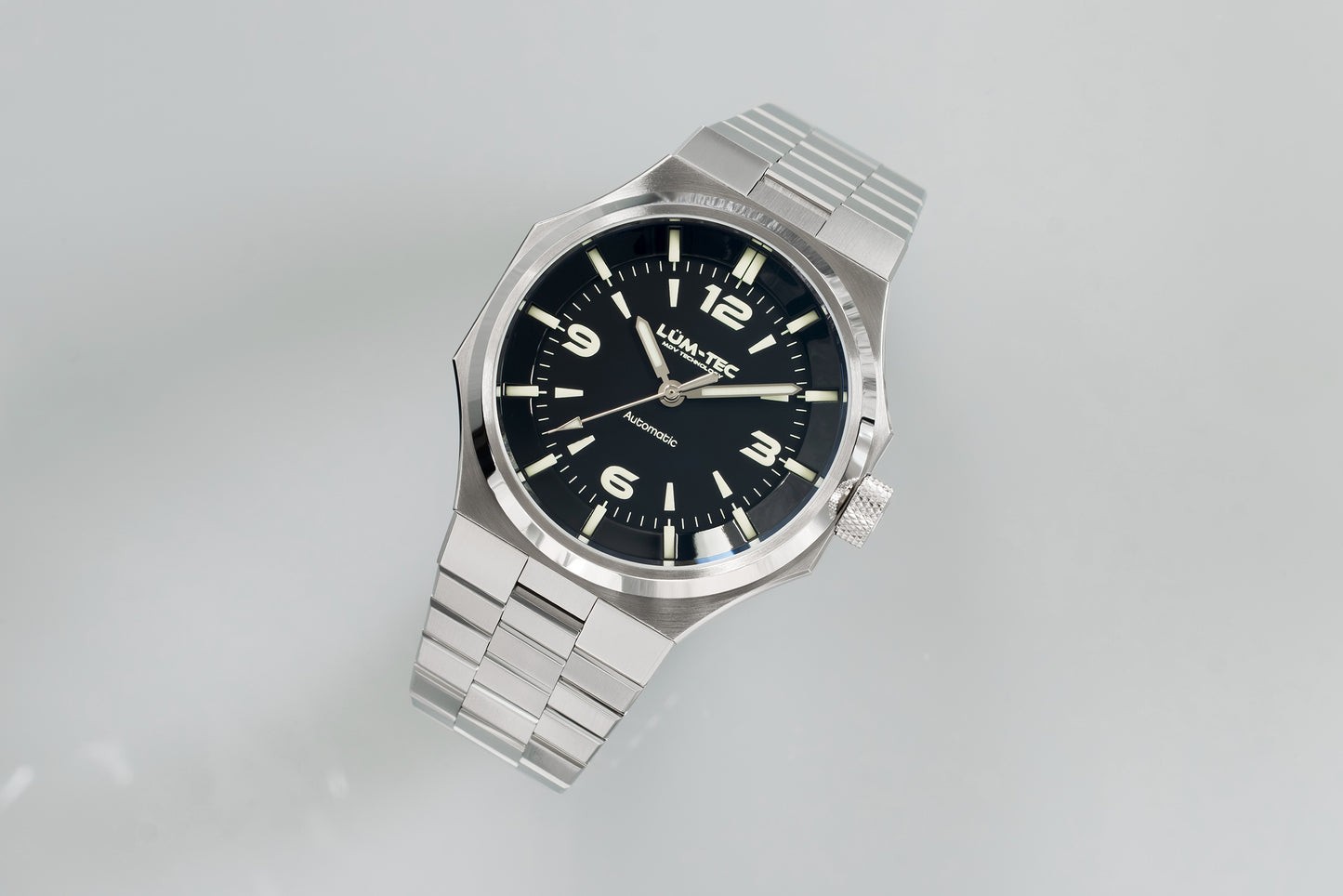 Lum-Tec Mens Automatic Watch 42mm Eclipse E2 Black Dial Hi Precision Miyota 9039