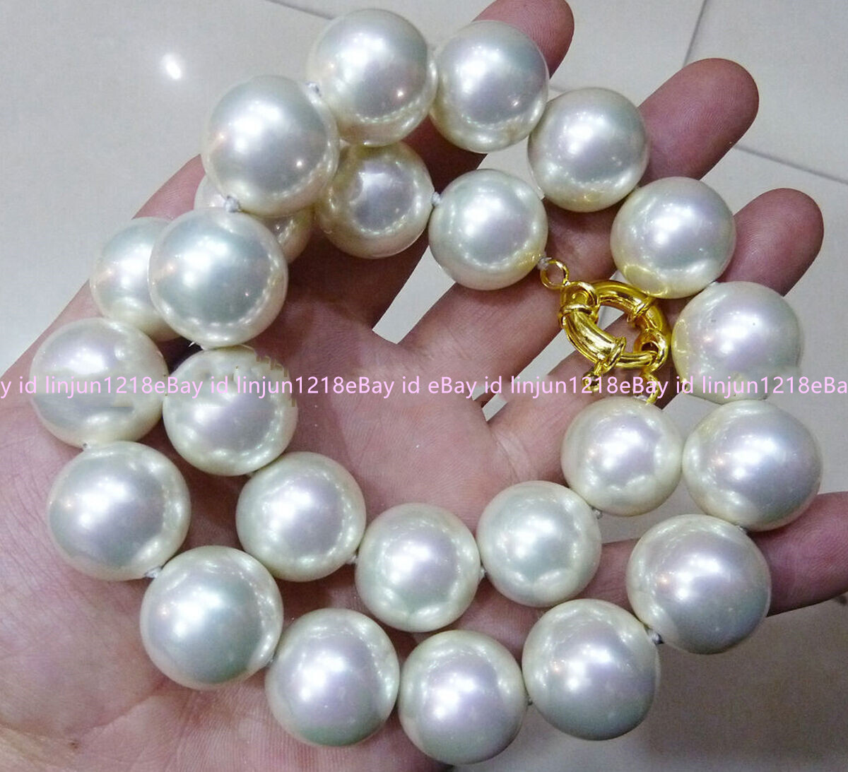 AAA+ Huge 14/16/18mm White South Sea Shell Pearl Round Beads Necklace 16-36 inch