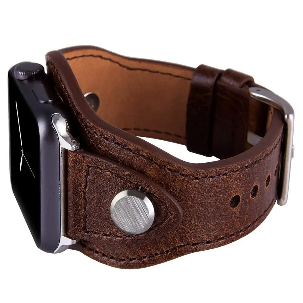 Leather Cuff Bracelet Watch Band Quick Release Strap 38/40/41/42/44/45/49mm Wide