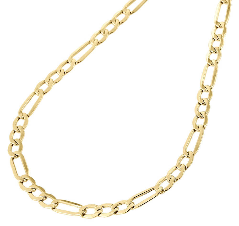 Mens Real 10K Yellow Gold Figaro Chain 4.7mm Necklace High Polished 16-30 Inches