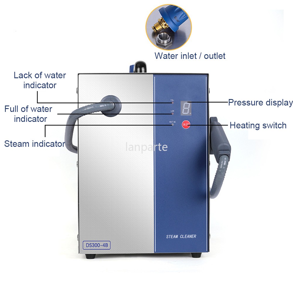 3L 2600W Electric Jewelry Steam Cleaner Gold Gem Washer Stainless Steel +Handle