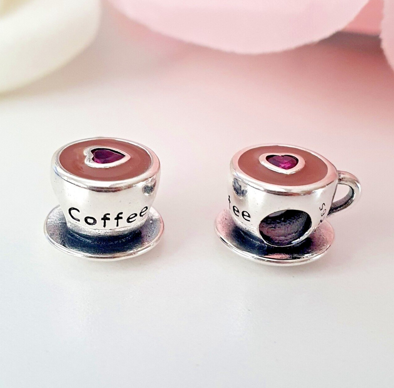 NEW Love Heart Coffee Silver S925 Charm Bead For All Brands Of Charm Bracelet