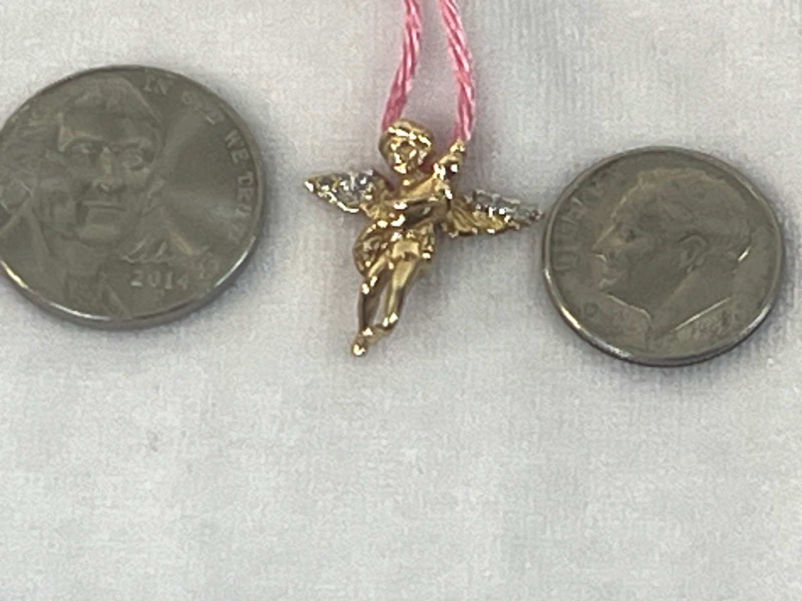 vtg made in Italy 2 gram 14k gold/6Diamond guardian angel pendant sparkly