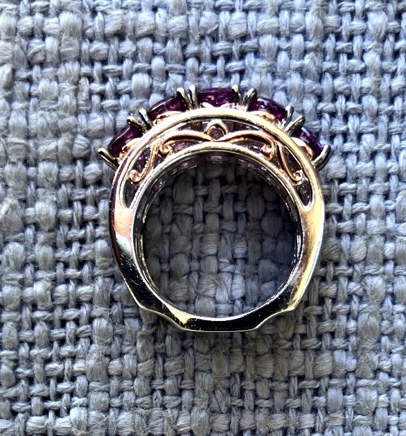 Gems En Vouge Micheal Valitutti 925 SS Gold Embraced Grape Garnet Ring