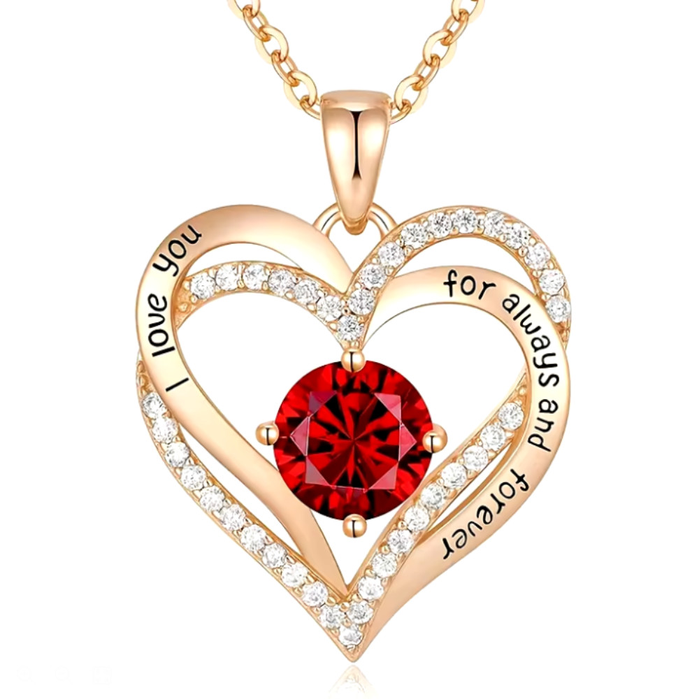Birthday Gift Heart Necklace in Red Rose Gift Box for Girlfriend Wife Women
