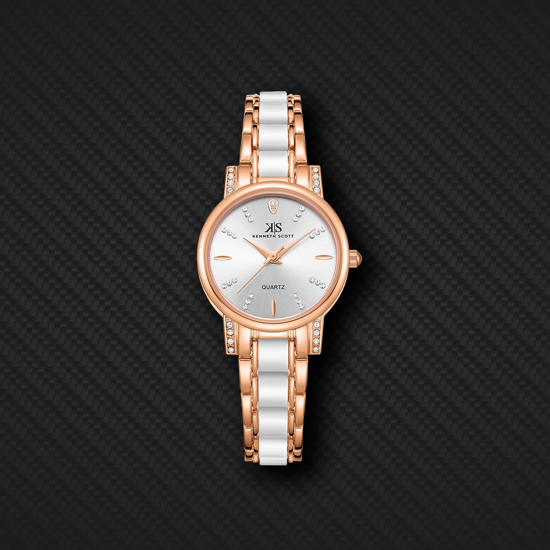 Kenneth Scott Women’s Analog Watch | White Dial, 30mm, 30 m (3 ATM)