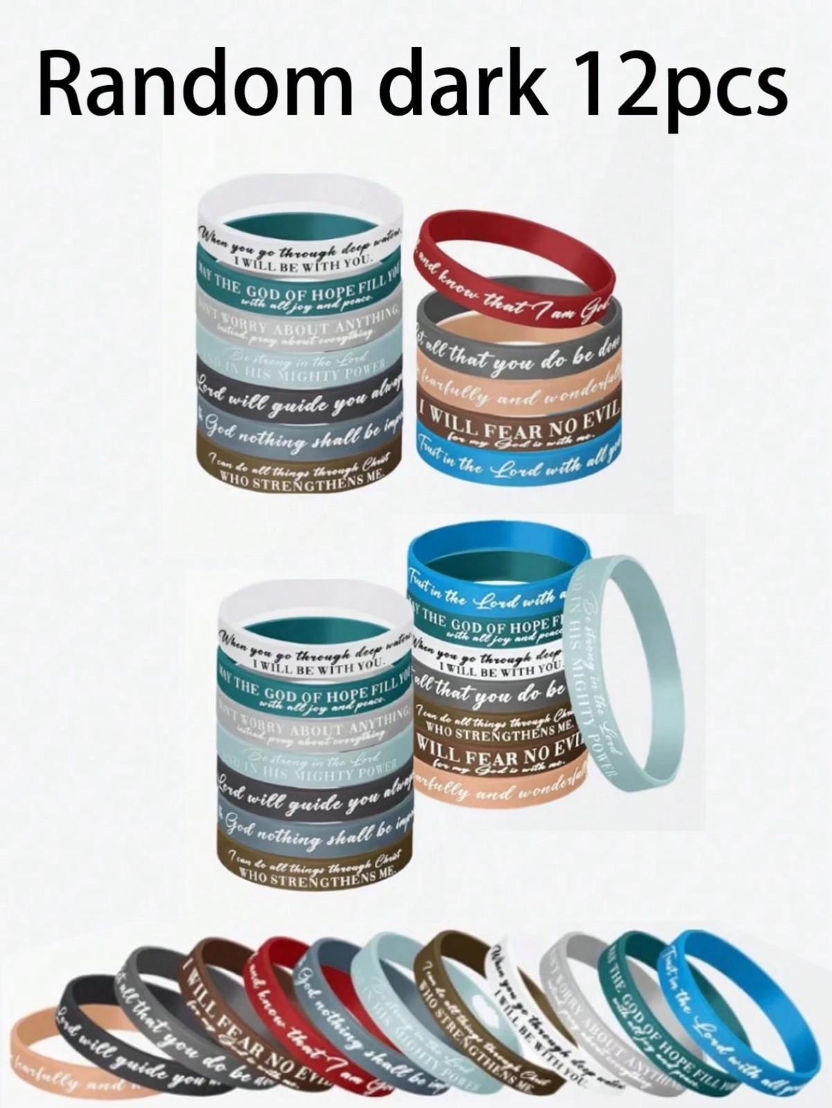 20PCS Christian Bible Verse Silicone Bracelets Religious Scripture Wristbands US
