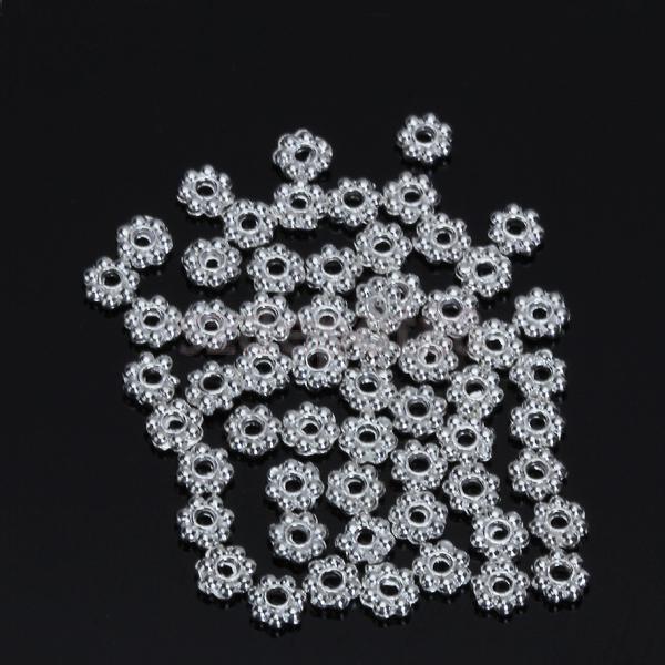 Wholesale 1000PCS Silver plated daisy spacer beads 4mm for jewelry making W308