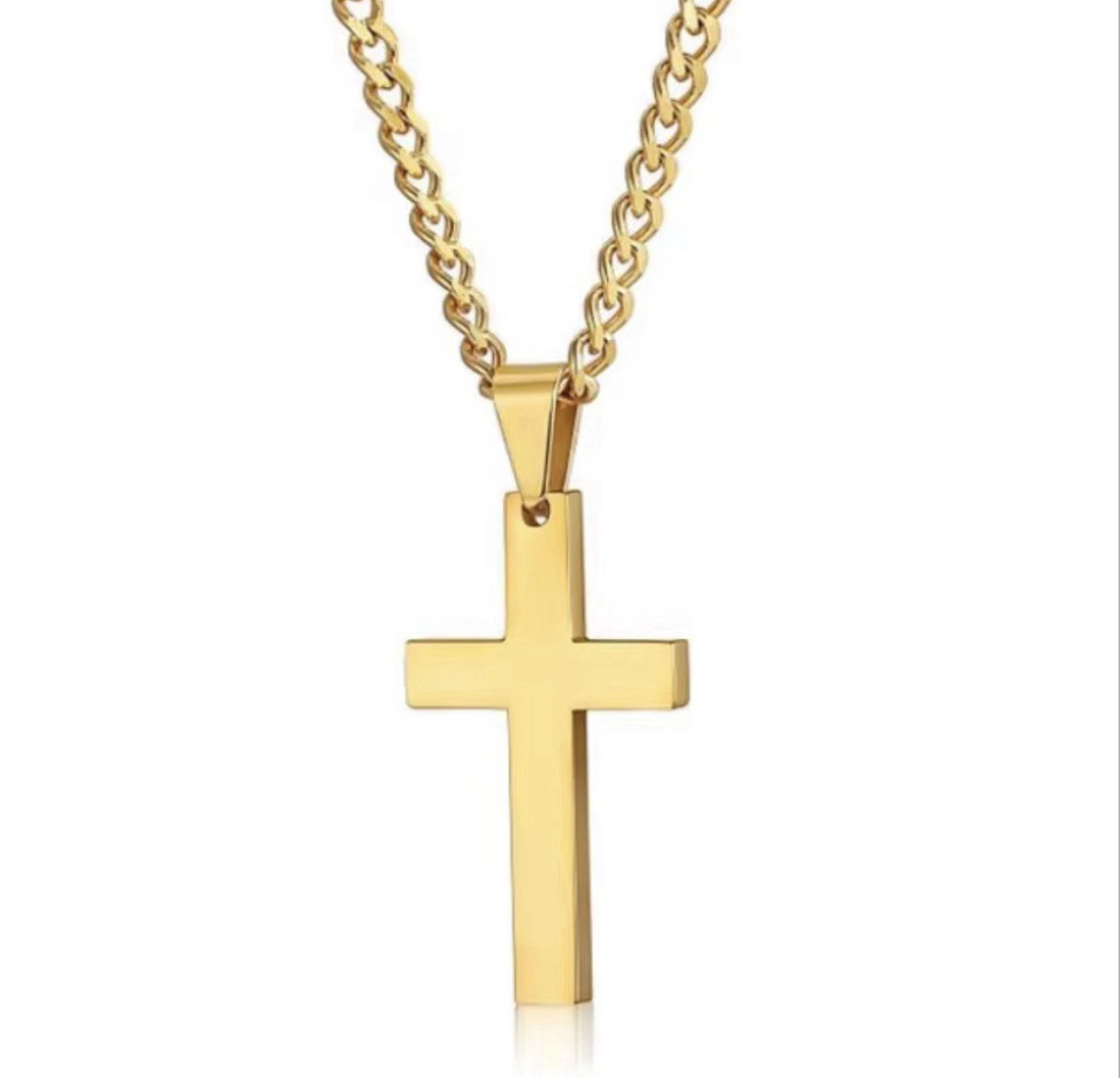 Stainless Steel Cross Necklace 3-Pack Gold Silver Black Unisex Neckless Set