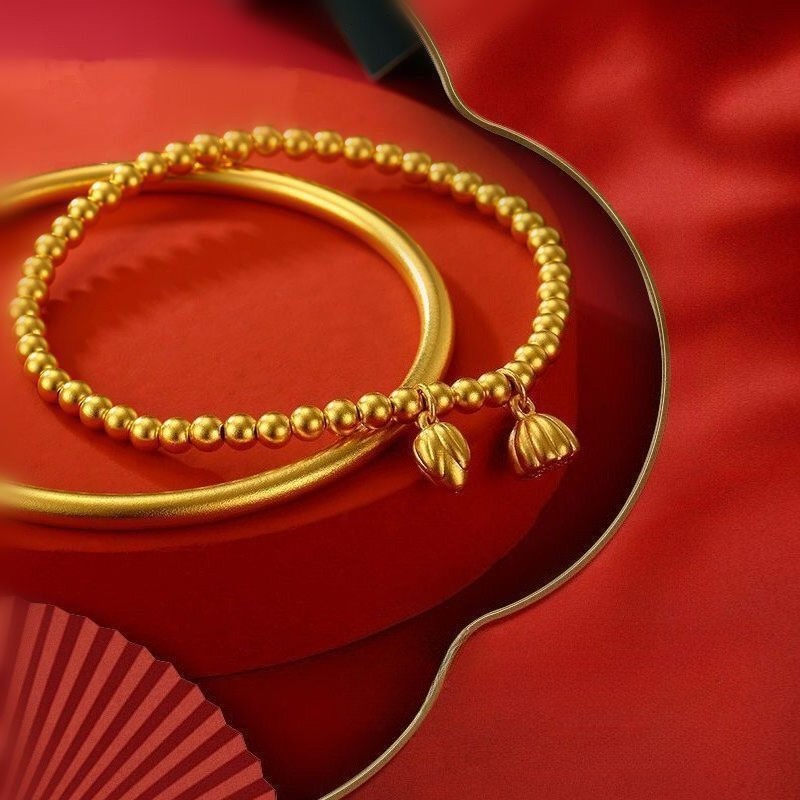 Alloy electroplated golden bracelet – imitation of gold bracelet, 2-piece set