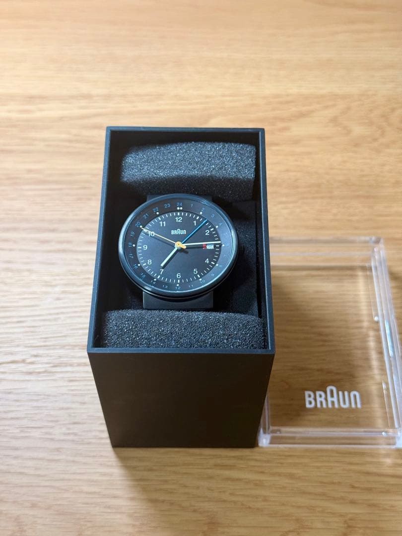 BRAUN BN0142BKBKG GMT Quartz 40mm Black Mens Watch Complete Box Japan