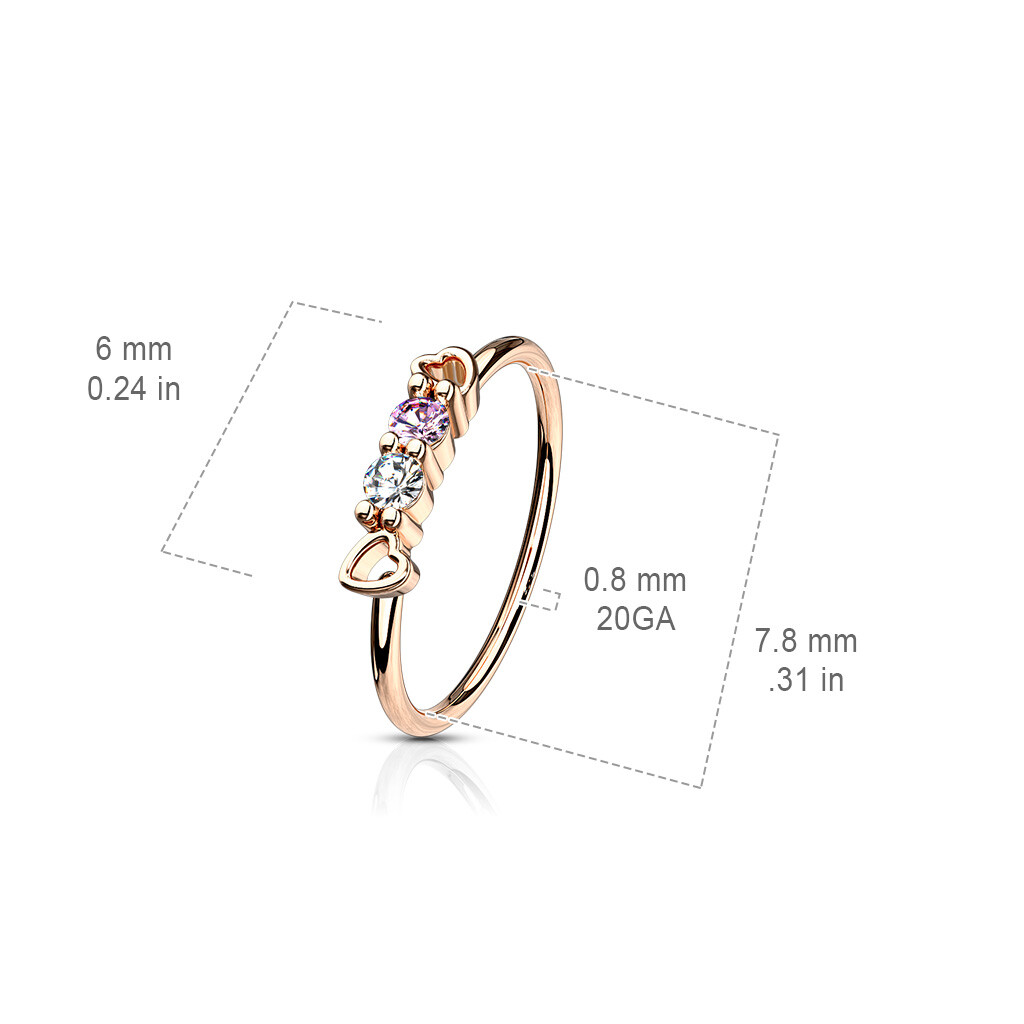 CZ Set Hearts Ear Cartilage Earrings Daith Tragus Helix Hoop Bendable Nose Ring