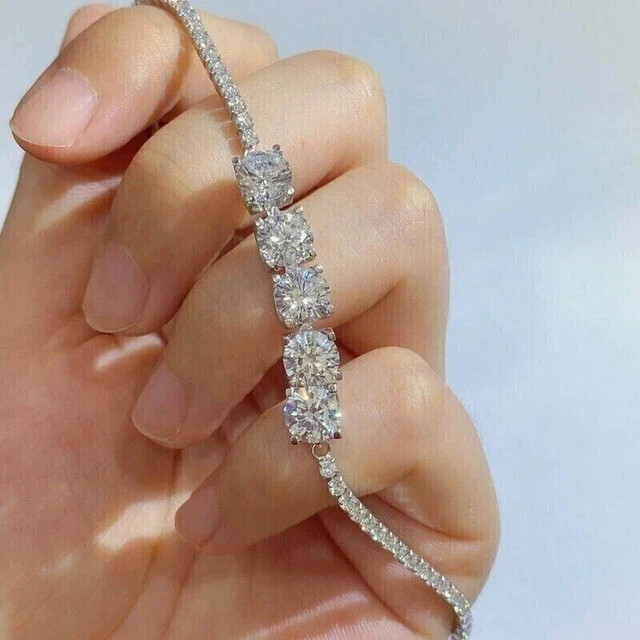 20Ct Round Cut Lab Created Diamond Tennis Bracelet 14K White Gold Plated