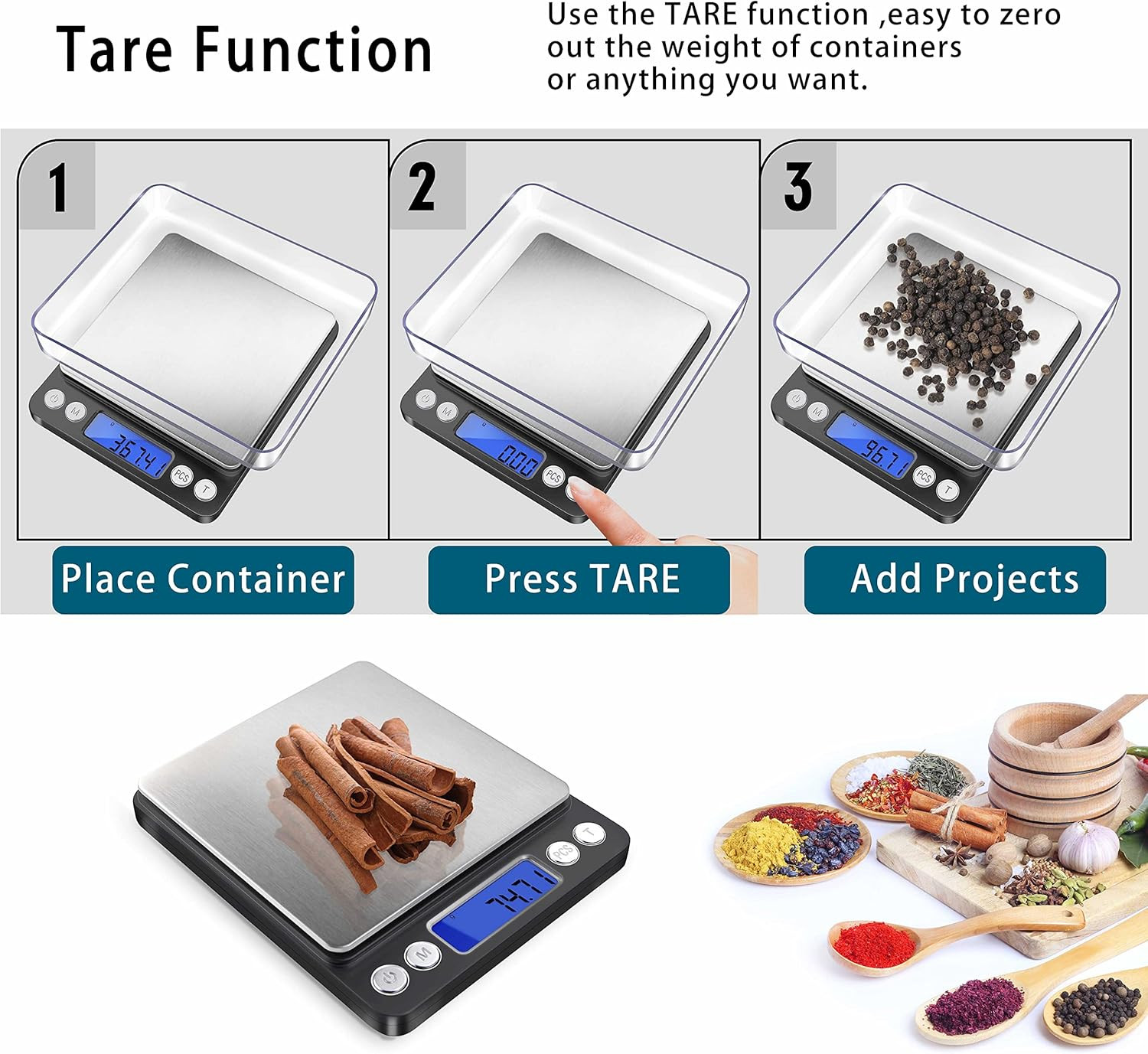 Digital Gram Scale with 2 Trays, 500g/ 0.01g Small Jewelry Scale, 6 Units Gram S