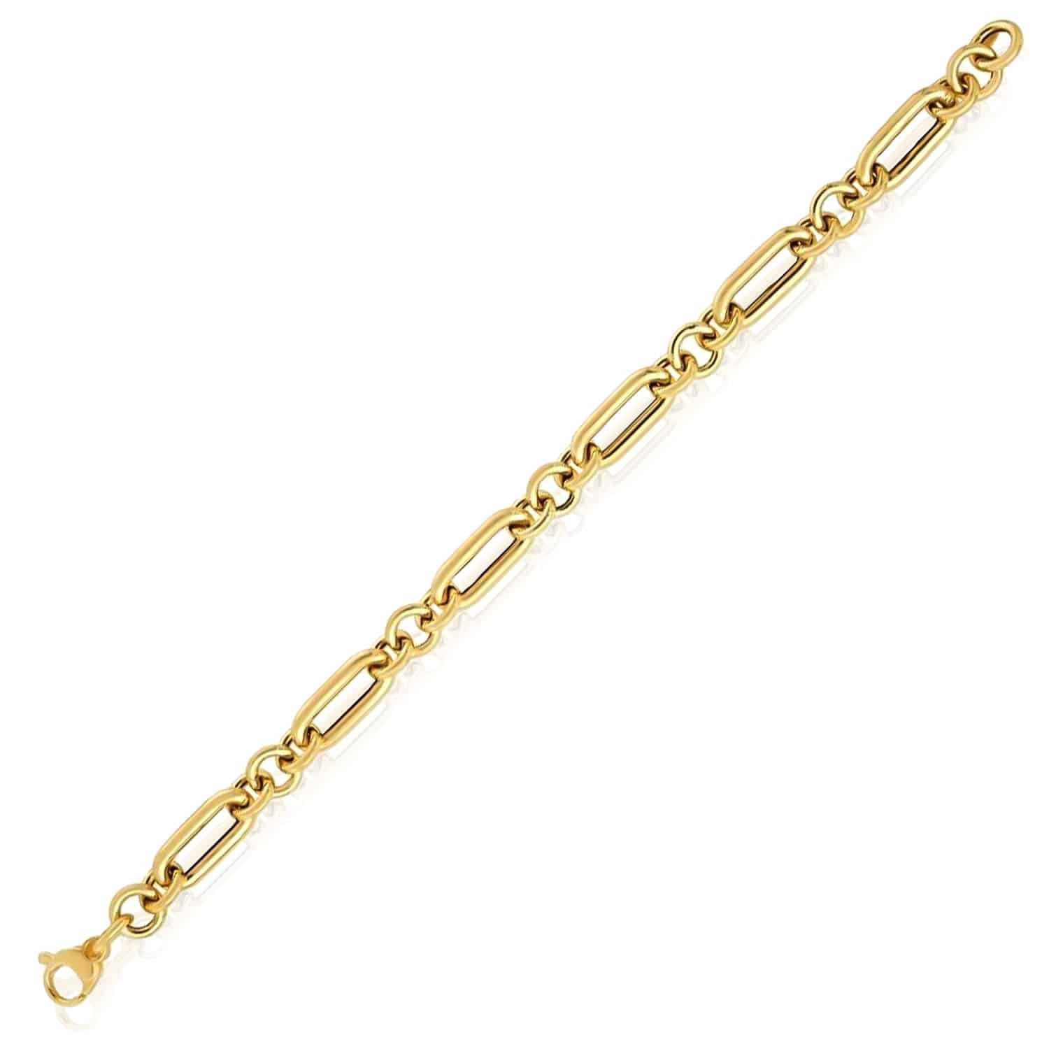 Solid 14K Real Gold 8mm Alternating Paperclip Chain Necklace 18″