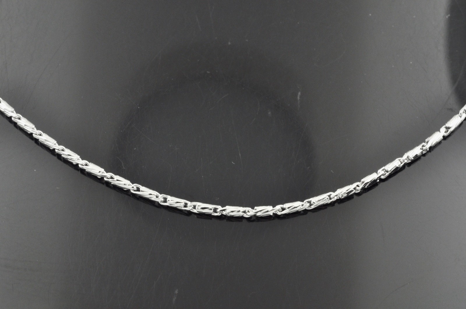 18k Solid White Gold Bead Necklace Chain 16-18 inch Brand New #9069