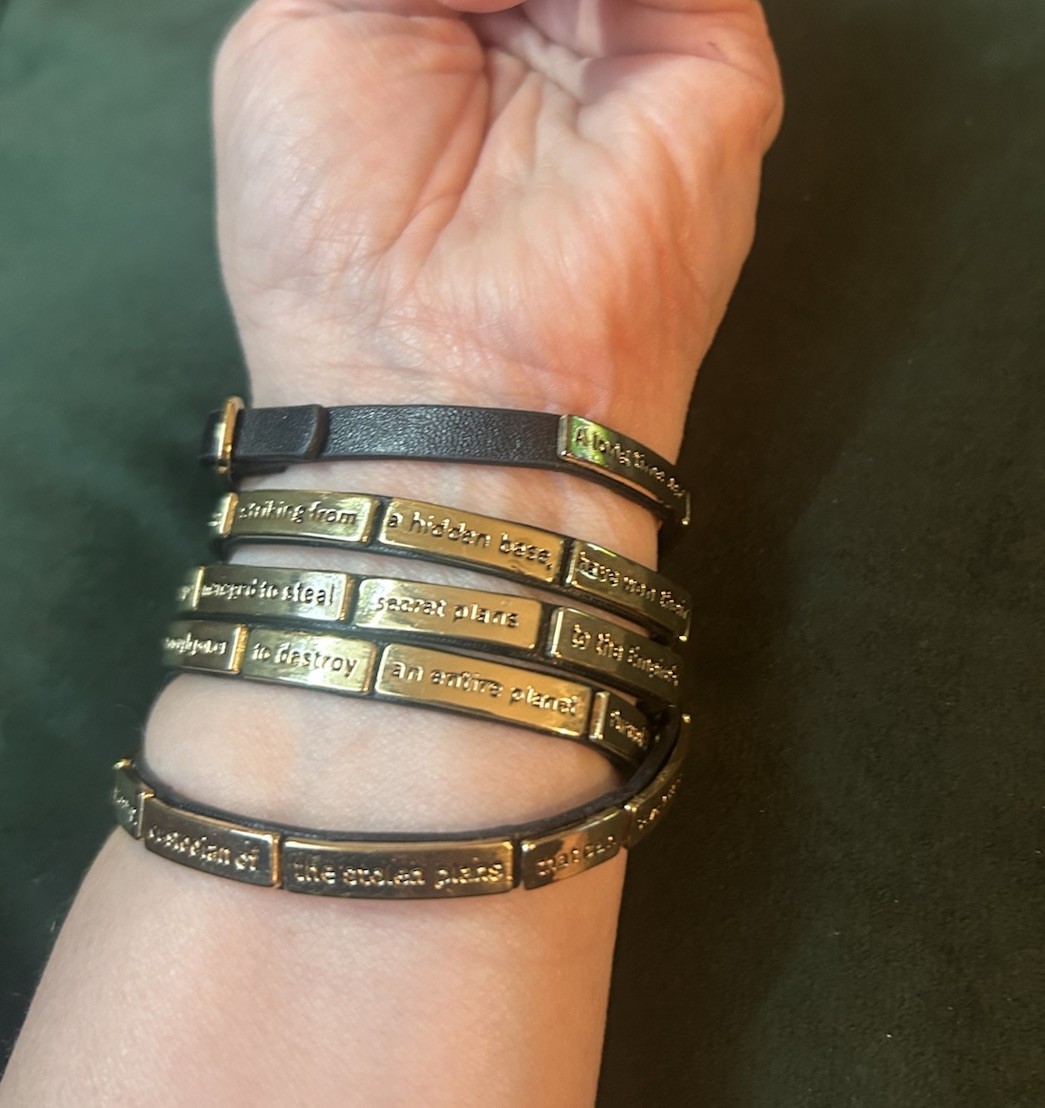Love Madness Star Wars Crawl Leather Wrap Bracelet Buckle Black/Gold NWOT