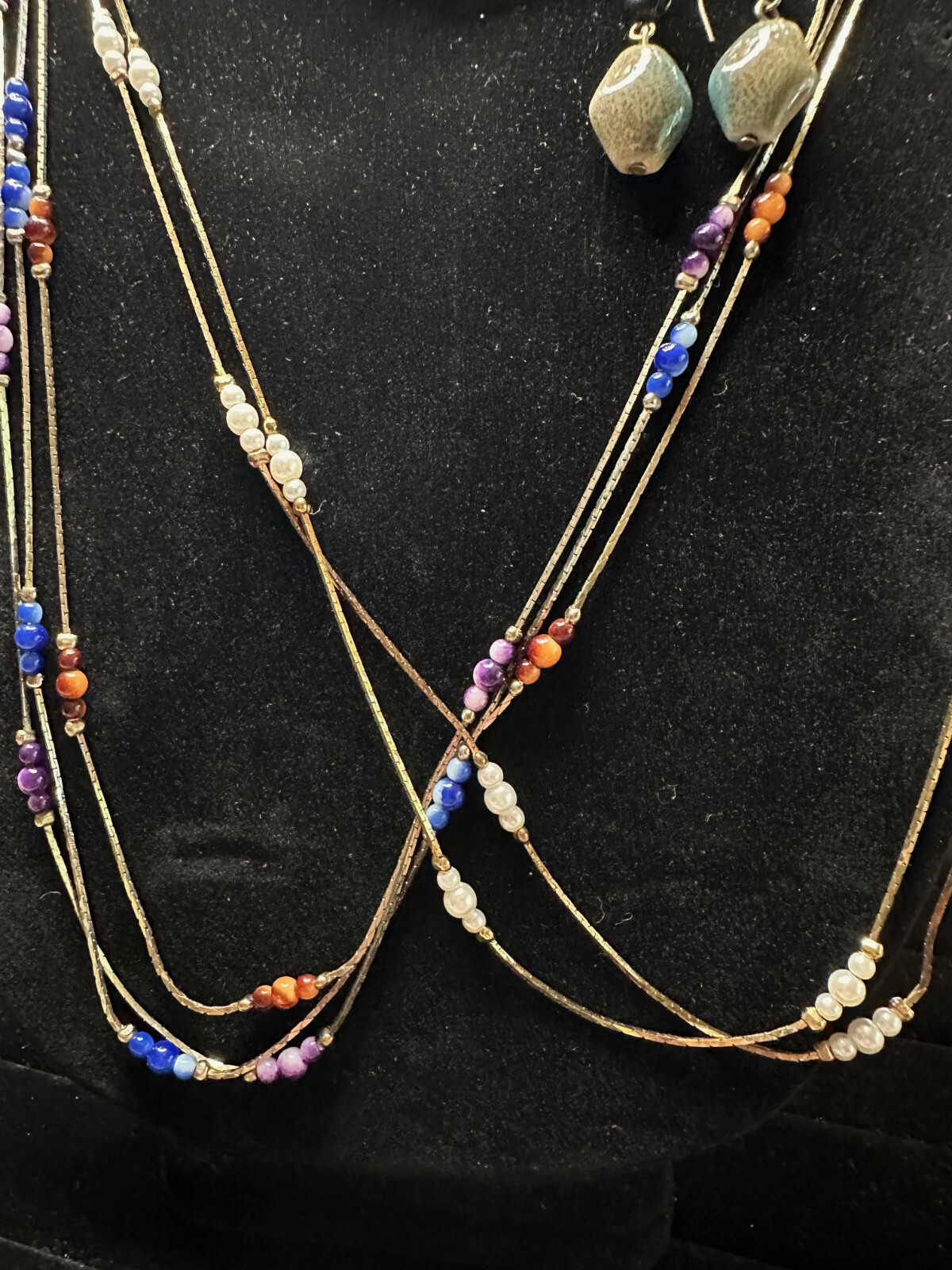 Lot of 9 Necklaces, 1 Matching Set of Earrings, Some Marked Korea